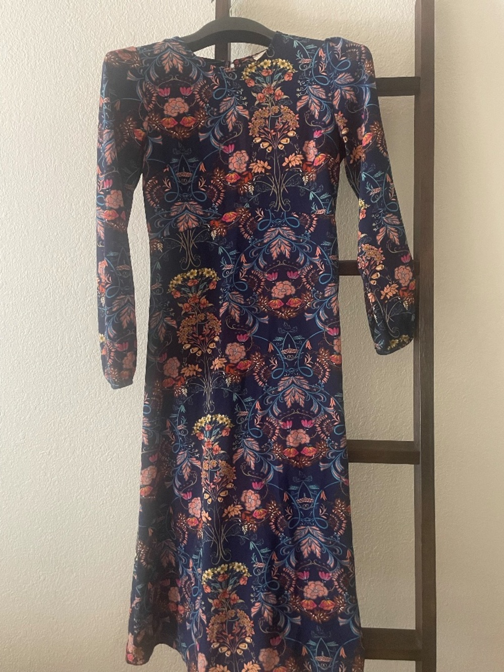 I. Madeline Garden Splendor Floral Print Long Sleeve Midi Dress